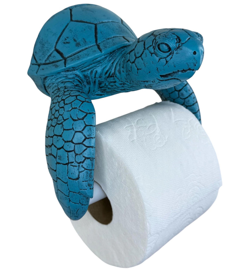 Sea Turtle Wall Mount Toilet Paper Roll Holder Rustic Nautical Beach Sea Blue/Green Coastal Decor – Aqua Teal Weathered Finish