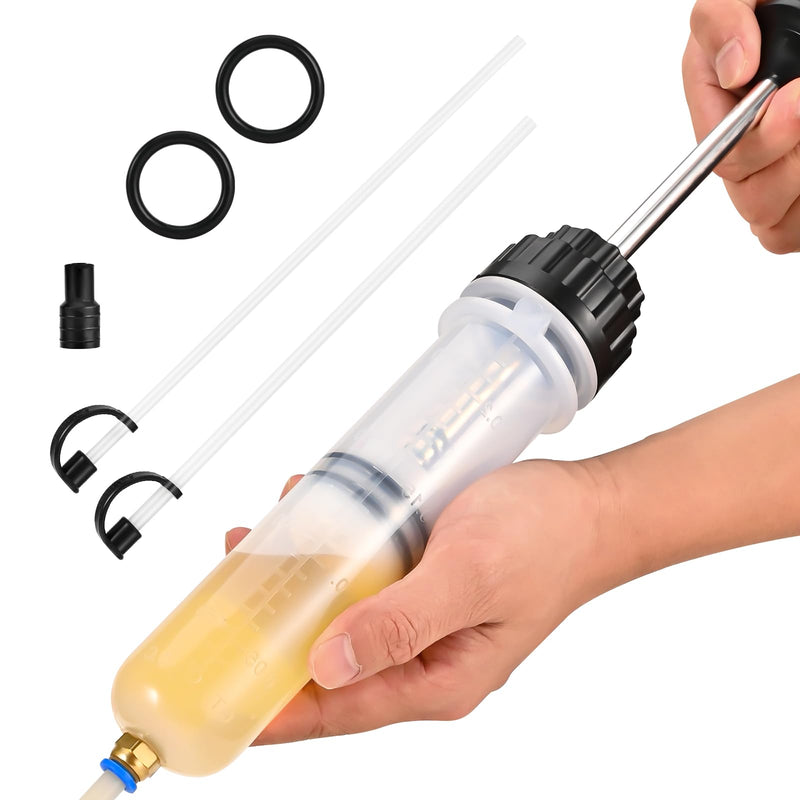 200CC Automotive Fluid Extractor Pump, Premium Manual Extraction & Fill Pump with 2 Hoses, Oil Syringe with Powerful Suction, Fluid Oil Change Evacuator 200 CC