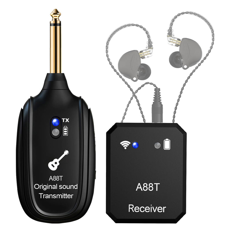A88T 2.4GHz Wireless in-Ear Monitor System – Low Latency, HD Audio, 100ft Range, 24-bit 48kHz for Clear Sound, Mono/Stereo, 5-Hour Battery, Ideal for Studio, Live Performance, Bands
