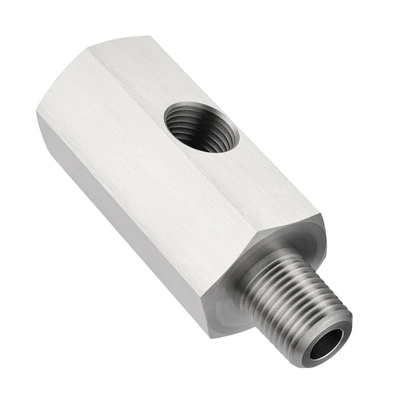 EVIL ENERGY 1/8 NPT Oil Pressure Sensor Tee Adapter, Stainless Steel 1/8 NPT Female to Male Threaded Oil Pressure Adapter with 1/8 NPT Female Port, Sliver 1/8 NPT-1/8 NPT-1/8 NPT