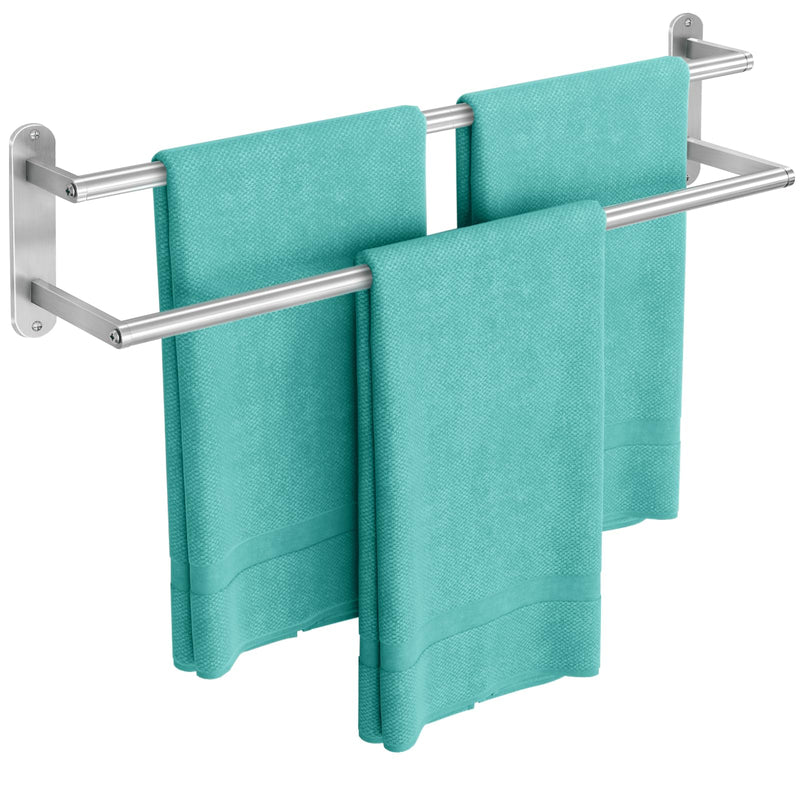 Towel Rack for Bathroom, Double Towel Bar 24Inch, Stainless Steel Bathroom Towel Holder, Double Towel Hanger Wall Mounted Towel Rod, Bathroom Towel Rack(Brushed Nickel) Brushed Nickel 24 Inch