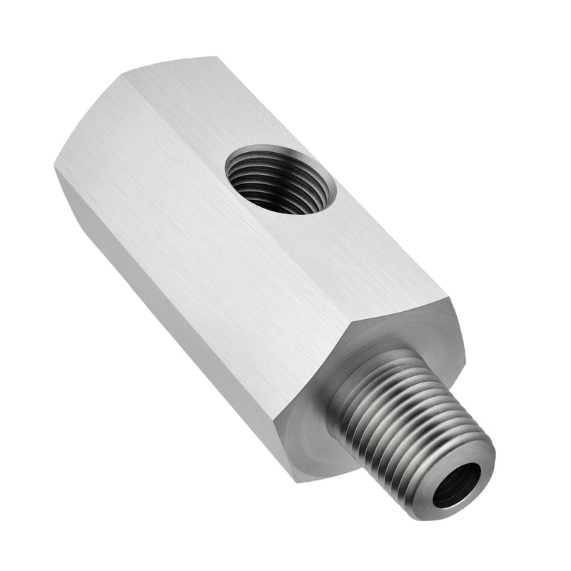 EVIL ENERGY 1/8 BSPT Oil Pressure Sensor Tee Adapter, Stainless Steel 1/8 BSPT Female to Male Threaded Oil Pressure Adapter with 1/8 NPT Female Port, Sliver 1/8 BSPT-1/8 BSPT-1/8 NPT