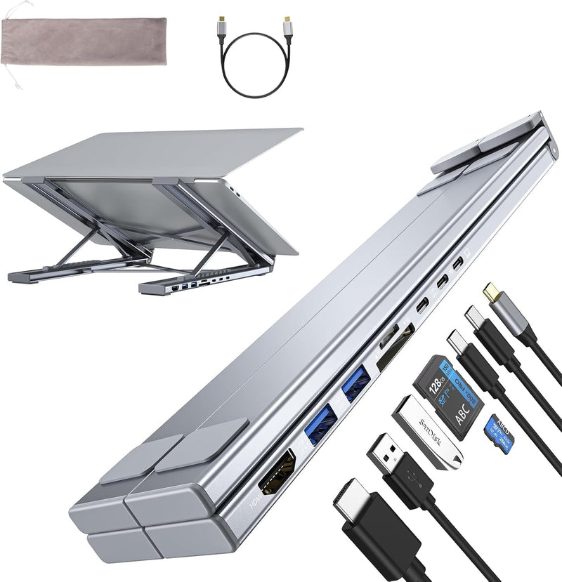 Laptop Docking Station Stand with 4K HDMI, 8 in 1 USB C Hub PD 100W/ USB 3.0/ TF/SD Card Reader, Tablet Dock Station for MacBook Pro/Air, Dell, HP, Lenovo ThinkPad, Dell, HP, ASUS, Chromebook M57