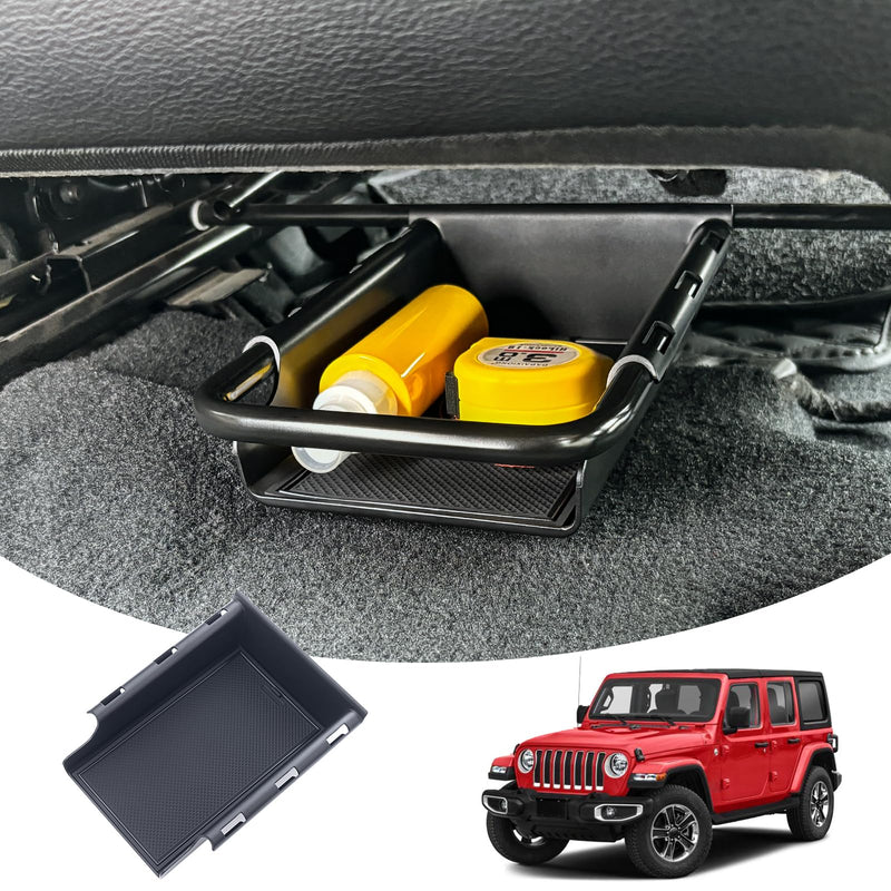 JKCOVER Front Under Seat Storage Organizer Tray Compatible with Jeep Wrangler JL/JLU 2018-2021 2022 2023 2024 2025 and Jeep Gladiator JT Truck 2020-2023 2024 2025 Hidden Accessories （Patented Design） under seat tray