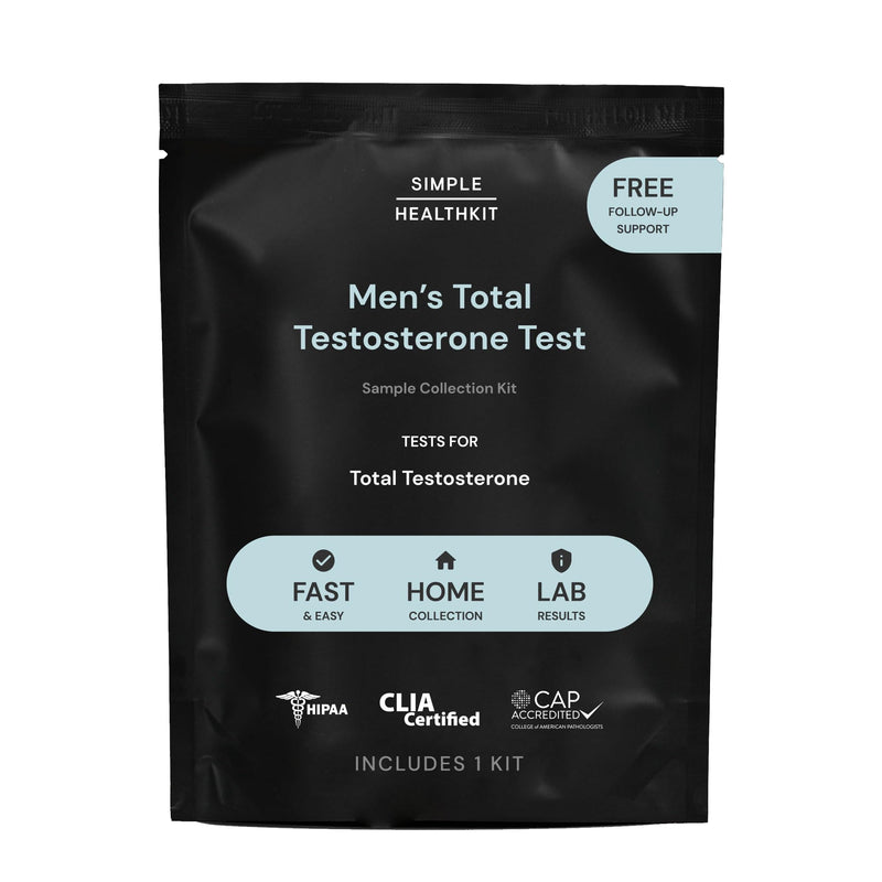 Simple HealthKit At-Home Men’s Total Testosterone Test - Measures Total T Level for Males - Hormone Testing Sample Collection Kit - Fast Lab Results