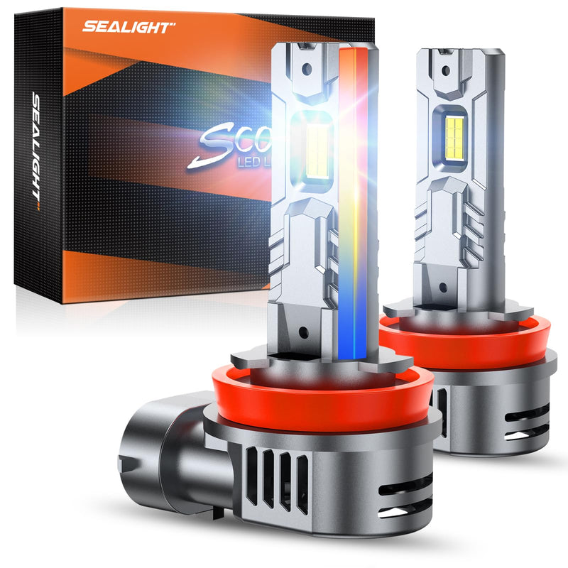  [AUSTRALIA] - SEALIGHT H11 H8 H9 H16 Fog Bulbs, 1:1 OEM Design 50,000LM with 14000RPM Fan H11 Light Bulbs, 6500K Cool White, Non-polarity, Pack of 2