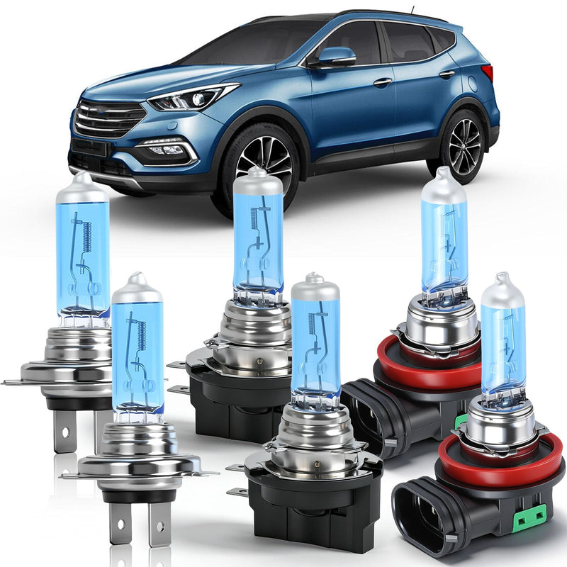  [AUSTRALIA] - OQSNCV Fit for Hyundai Santa Fe 2013 2014 2015 2016 Bulbs, H7 High Beam+ H11B Low Beam+ H11 Fog Light Headlamp Bulbs Kit, Pack of 6 2013-2016 (High+Low+Fog)