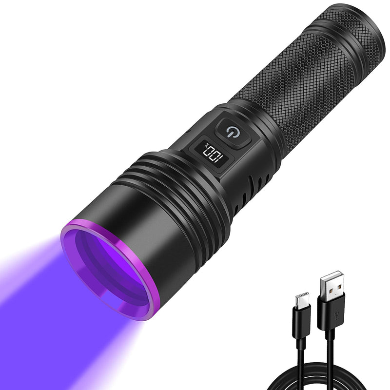 WINDFIRE 365nm UV Flashlight, Rechargeable Blacklight Flashlights with LCD Display, Powerful Black Light for Pet Urine Detection, Scorpions, Resin Curing, Blood Tracking, Uranium Glass, AC Leak