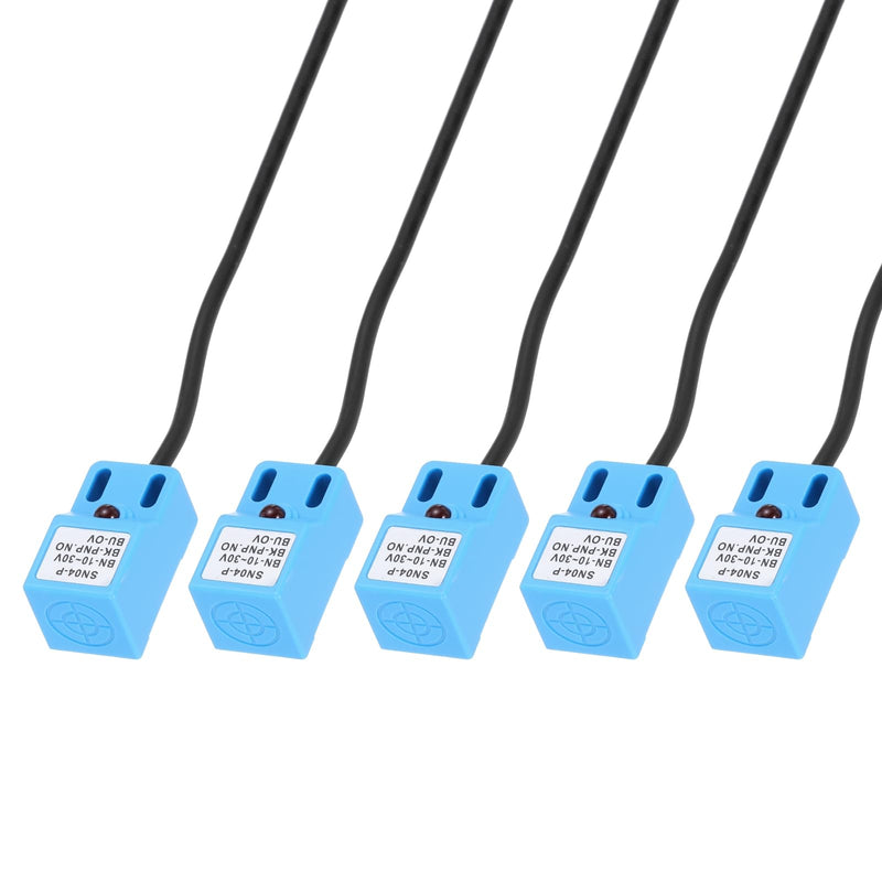 MECCANIXITY Approach Sensor Inductive Proximity Sensor Switch NO Normally Open PNP 4mm Detection Distance, DC 10-30V SN04-P, 3.9ft, 5Pcs