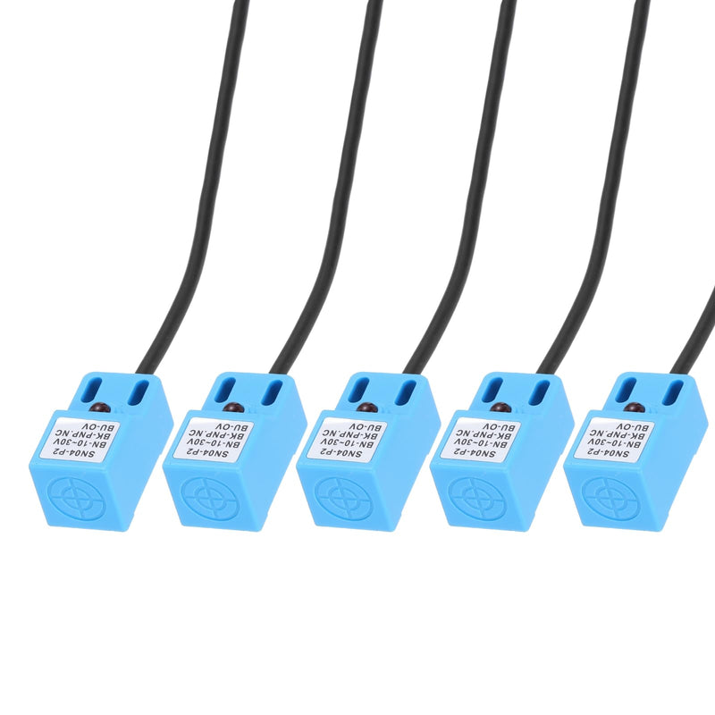 MECCANIXITY Approach Sensor Inductive Proximity Sensor Switch NC Normally Close PNP 4mm Detection Distance, DC 10-30V SN04-P2, 3.9ft, 5Pcs