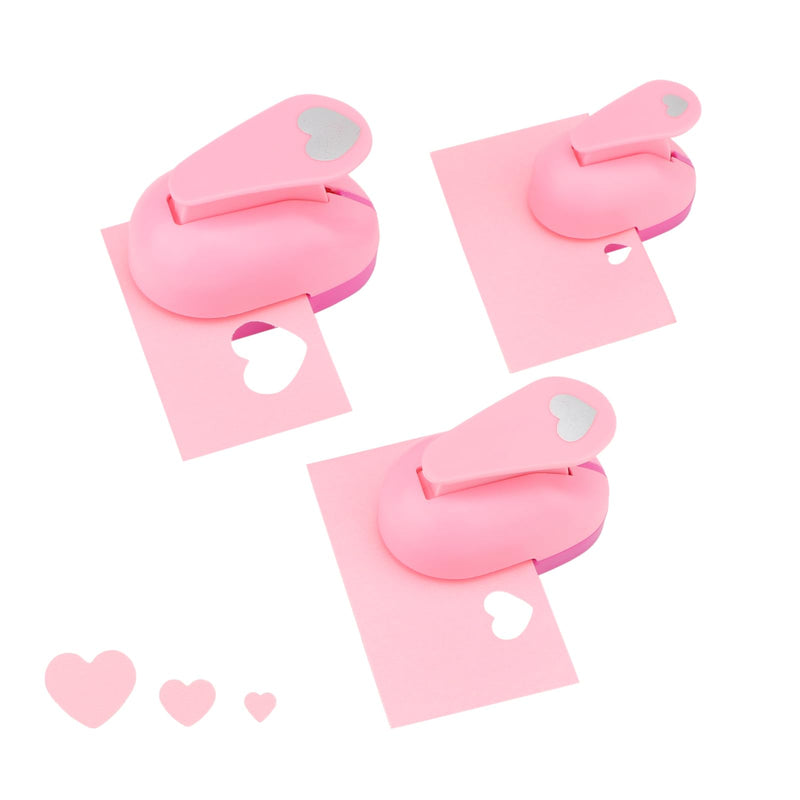 Rongon 3PCS Paper Punches for Crafting, Heart Hole Punch for Kids, Scrapbook Punch for Photos, Paper Puncher Tool for Wedding Day Greeting Card DIY Scrapbooking Albums Arts