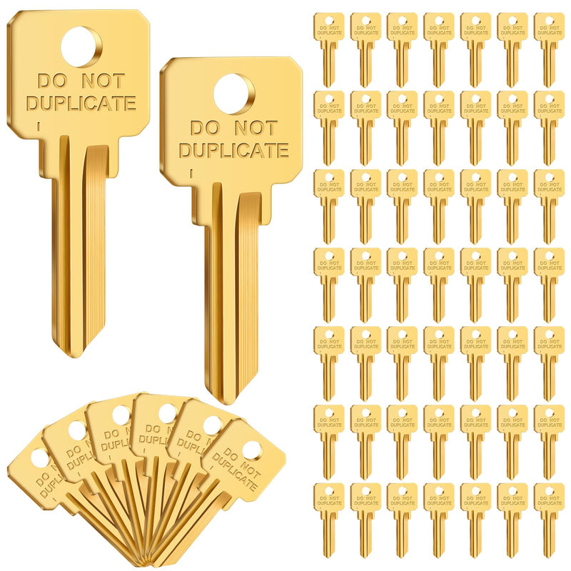 MorningRo 50 Pcs Do Not Duplicate Key Blanks Metal Replacements House Key Blank Door Lock Replacement Parts (Gold, Kw1) Gold