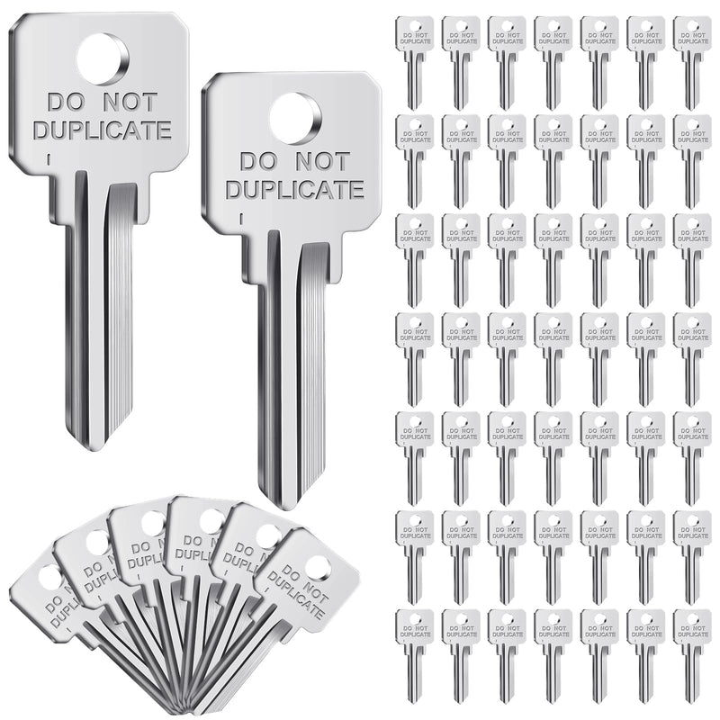 MorningRo 50 Pcs Do Not Duplicate Key Blanks Metal Key Replacements House Keys Blank Door Lock Replacement Parts (Silver,Kw1) Kw1 Silver