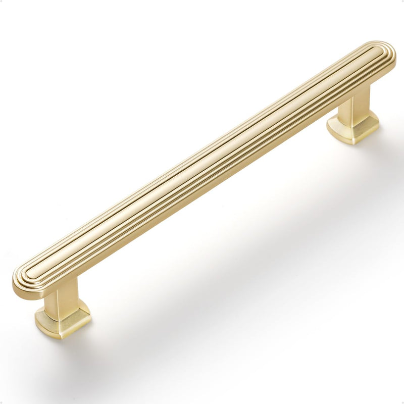 SORWDUREM 5 Pack 5 Inch(128mm) Brushed Gold Cabinet Pulls Drawer Pulls Kitchen Hardware Cupboard Kitchen Hardware Cabinet Handles 5"(128mm) Hole Center