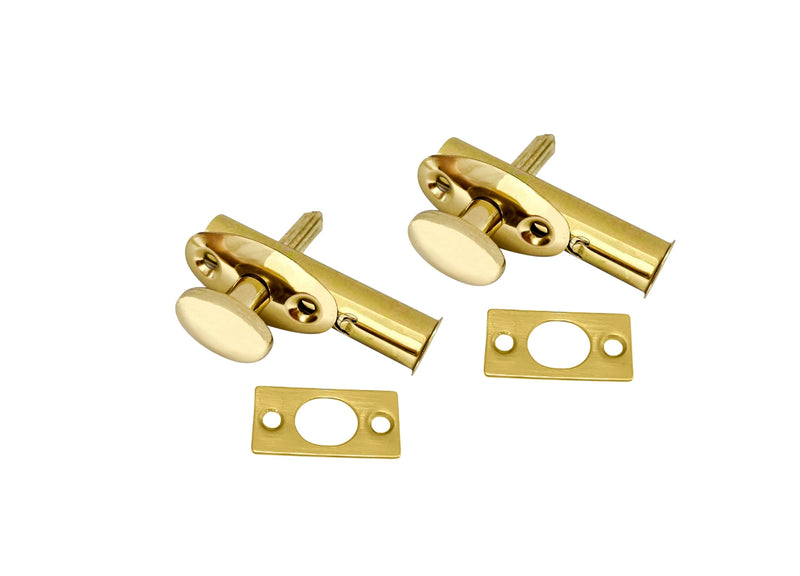 QCAA Solid Brass Mortise Door Bolt, Polish Brass, 2 Pack, Made in Taiwan Polished Brass