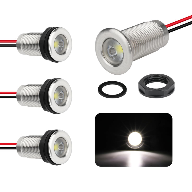 Boat Interior Lights, Waterproof Marine Led Boat Lighting, Night Fishing Lighting, Courtesy Transom Cabin Stern Cockpit Navigation LED Lights For Pontoon Bass Jon Jet Ski Kayak (White 4PCS) WHITE
