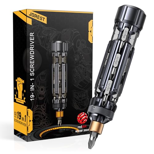 JOREST 19 in 1 Multibit Screwdriver, Portable Screwdriver for Home Repairs Black Gold