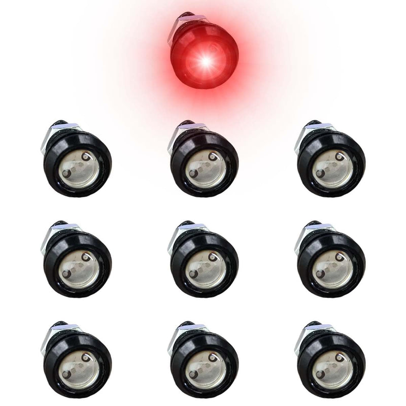 10PCS 18mm Car Eagle Eye LED Bulbs, 12V Ultra-thin Motorcycle Daytime Running Lights, Waterproof DRL Bumper Fog Light Small Bulbs, Tail Backup Reverse Marker Lights for Car Motor (Red) Red