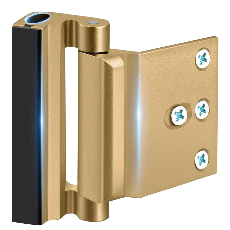 Child Proof Door Locks High Home Security Door Lock Reinforcement Night Kids Safety with 3" Stop Withstand 800 lbs for Inward Swinging Front Door Metal Flip Deadbolt Latch Defend Home Bright Gold