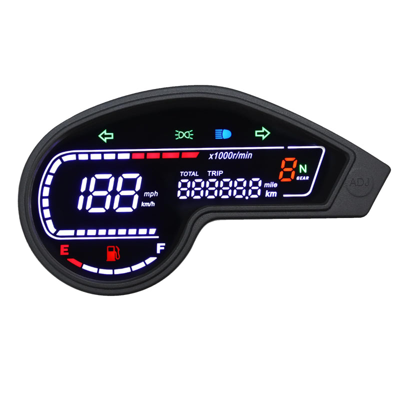 Motorcycle Digital Speedometer Compatibility for Honda NXR150 NXR125 Bros Motorcycle Gauge Cluster MPH 12V Dashboard Speedo Meter with Tachometer RPM Odometer Gear Volt