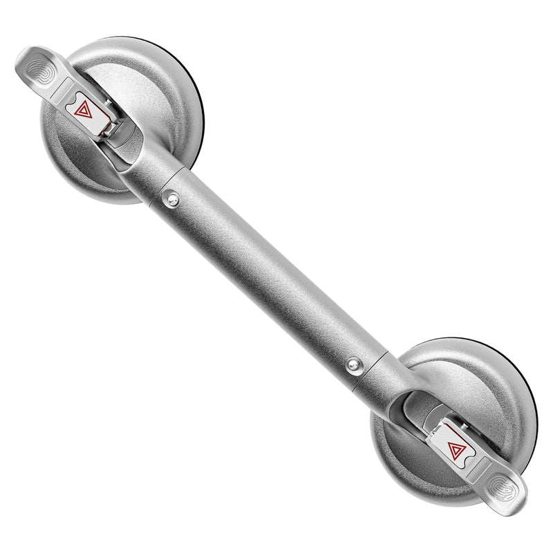 SPECILITE 17 Inch Grab Bars for Bathtubs and Showers, Seniors Handles for Elderly Strong Suction Handicap Safety Handrail for Bathroom Toilet Tiles Glass Gray Silver Gray Silver-1 PC