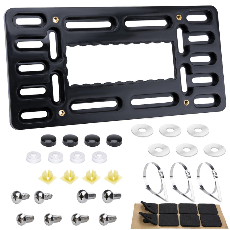 License Plate Bracket Holder, Front License Plate Bracket, No Drill Front Plate Mount, Licenses Plates Brackets Bumper, Car Frame Mount Adapter with Stainless Steel Screw Cap, Cable Ties