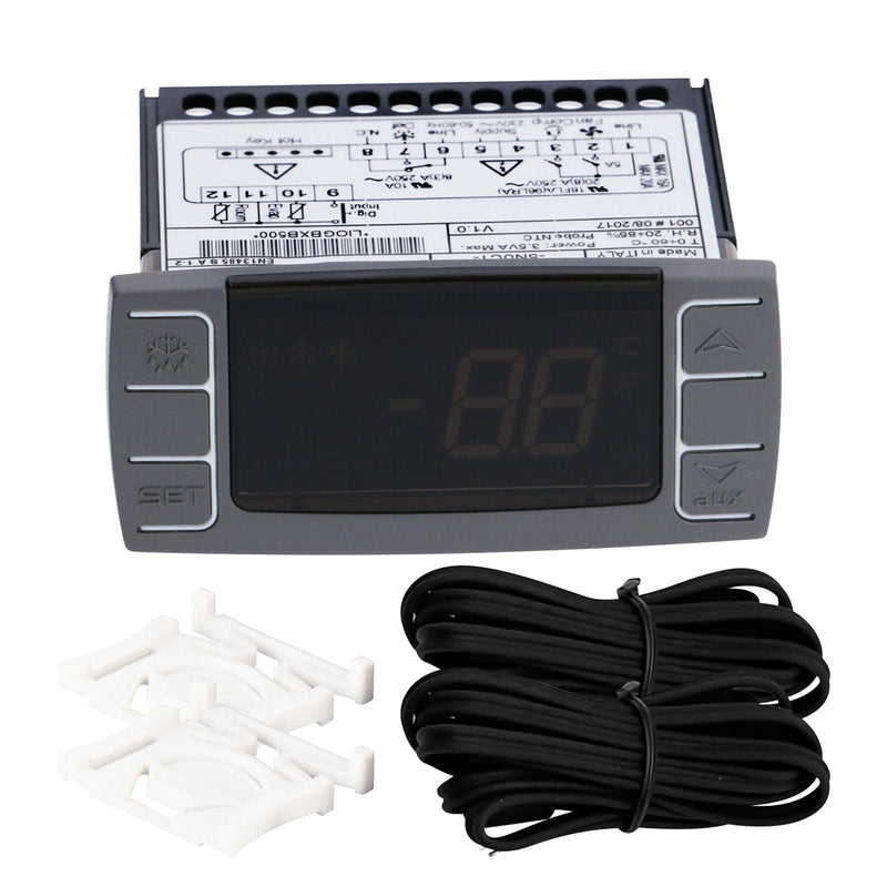 Temperature Controller for Dixell XR06CX-4N1F1 with Two Temperature Probe Wires, Cabinet & Defrost Sensors for 120V 50-60hz Commercial Refrigerators/Freezer