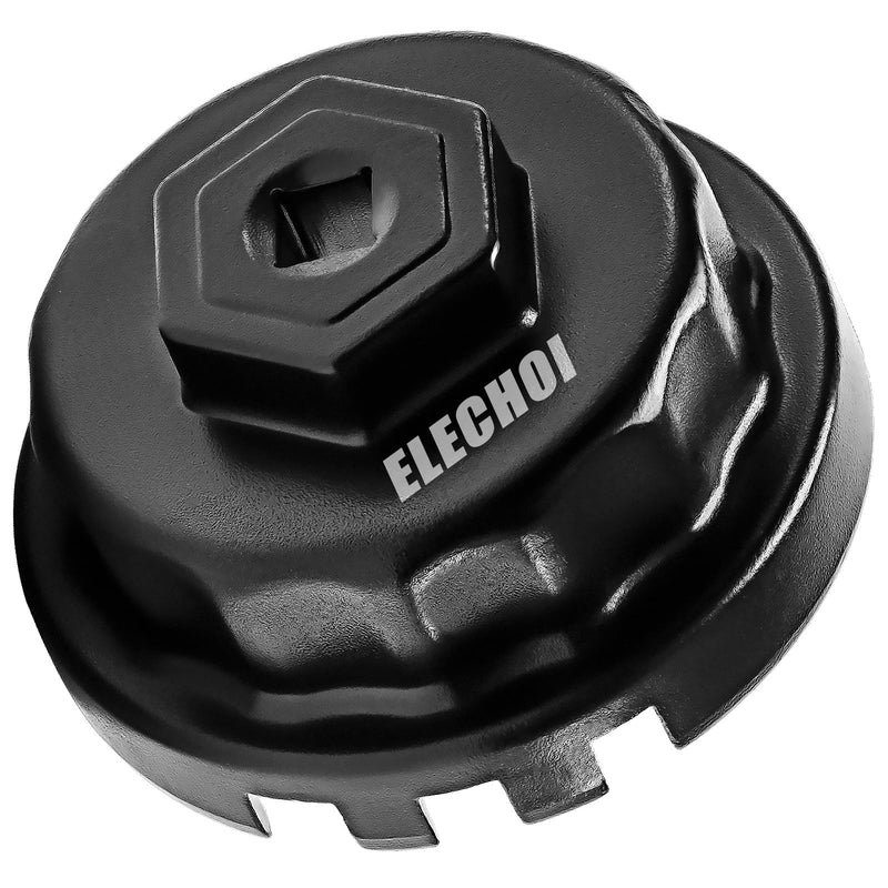 64mm 14 Flutes/4 Slots Oil Filter Cap Wrench Removal Tool Socket Compatible with Toyota, Lexus, and Scion Vehicles Equipped with 2.5L to 5.7L engines, Black Heavy-Duty Aluminum 4 Slot