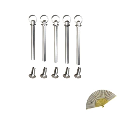 5 pcs Fan Repair Accessories (17mm,19mm,21mm,23mm,25mm),Repair Your Favorite Folding Fan,Complete Kit with Shaft Rivets Easy to Use Nail Kit