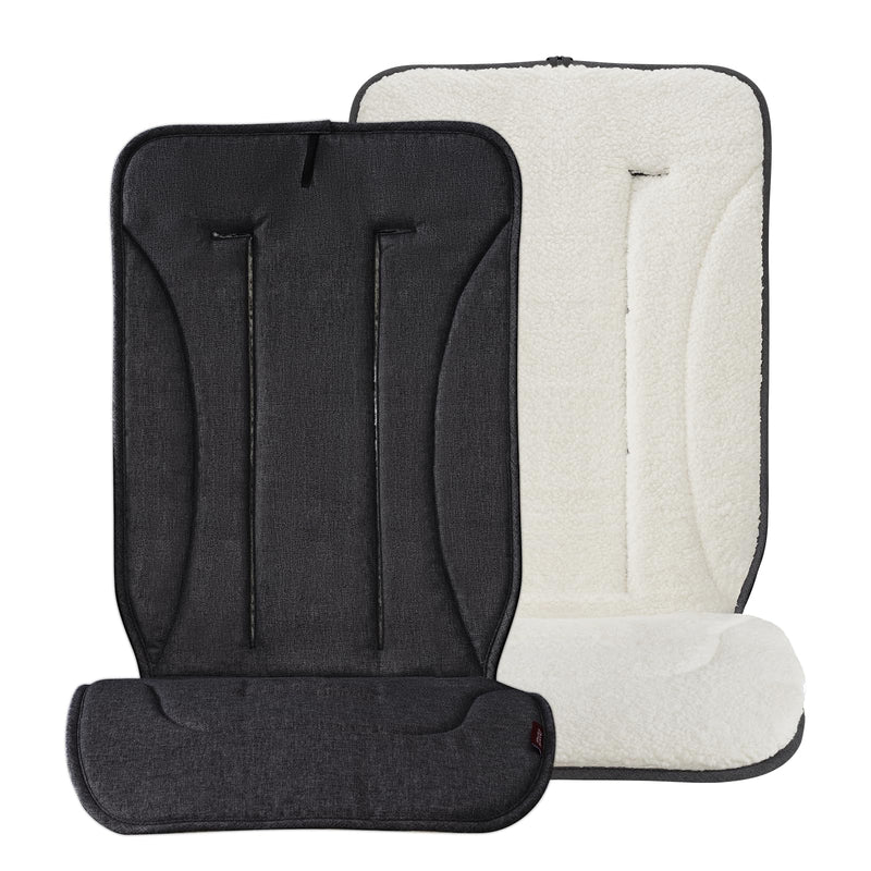 Momcozy Reversible Stroller Cushion | Universal Breathable Stroller Liner | Winter Warm Car Seat Liners | Crib Carriage Cushion Pad | Plush for Winter Use ＆Soft Fabric for All-Season Comfort Carbon Black