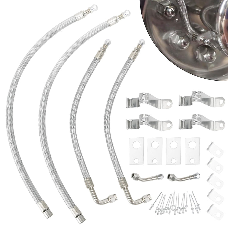 Dually Valve Stem Extenders Kit,Double Tires Air Inflation Kit Fits 16" to 19-1/2" Dually Wheels Valve Extension for Cars Motorhome RVs Trailers Trucks for Easy Tire Checking