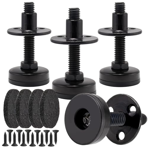 NEWBYTEK 3/8"-16 Heavy Duty Furniture Leveling Feet, 3-Hole T-Nuts, 4PK LONG, 4 Pack