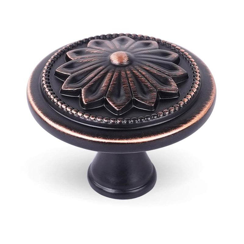 DWYL & LWYD Cabinet Knobs 10 Pack,Oil Rubbed Bronze Solid Zinc Alloy,1-2/5"Dia Round Heavy Duty Antique Bronze Kitchen Cabinet Handles Vintage Drawer Knobs Dresser Knobs for Cabinets and Drawers Oil Rubbed Bronze