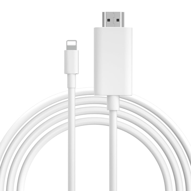 [MFi Certified] 13.2ft Long Version Lightning to HDMI Cable Adapter, 1080P Lightning to Digital AV Adapter Sync Screen Connector Compatible for iPhone 14 13 12 11 to HD TV Projector Monitor White