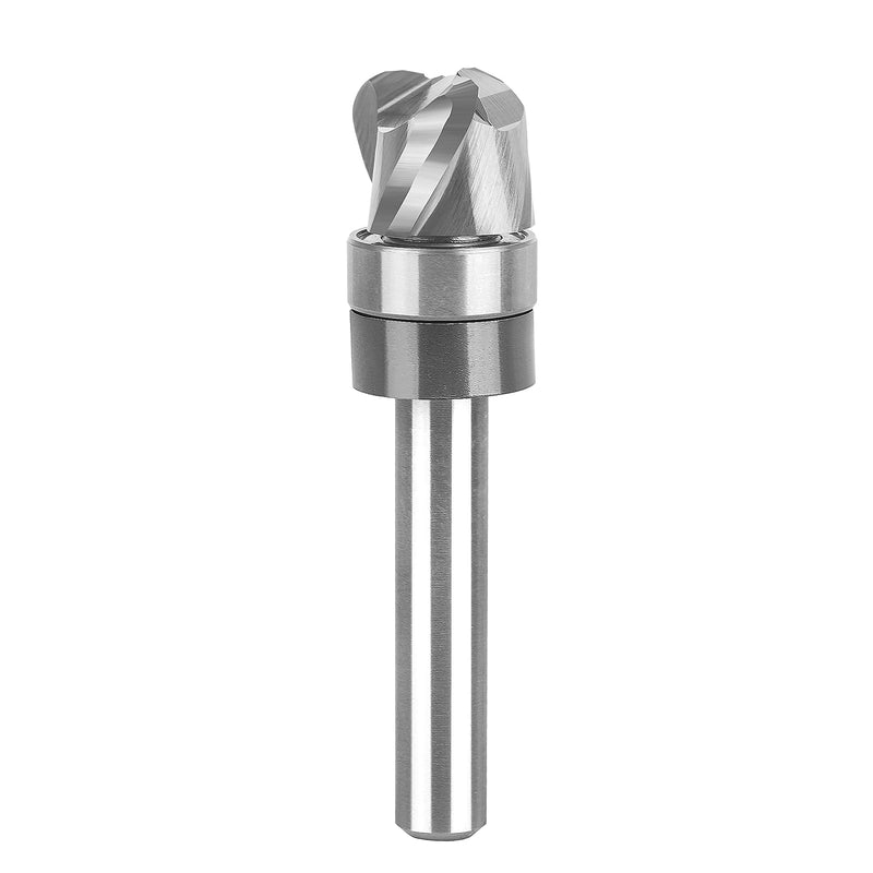 SpeTool Bowl and Tray Router Bit 1/4" Shank, 1/2" Dia 1/4" Radius 3/8" Height, 3-Flute Solid Carbide Pattern Flush Trim Router Bit, Round Nose for Wood Dish Bowl Carving 1/4"Radius 3/8"Height