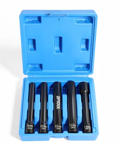 DPTOOL 5pcs 3/8in Drive Metric Extra Deep Socket Kit 12 Point