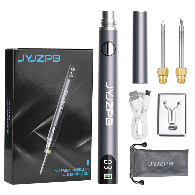 New Upgraded Cordless Rechargeable Soldering Iron Kit with Digital LCD | 4-Temp Ceramic Heating Soldering Pen Battery for Electronic Repair, Jewelry Welding, DIY - 510 Thread Universal Connector