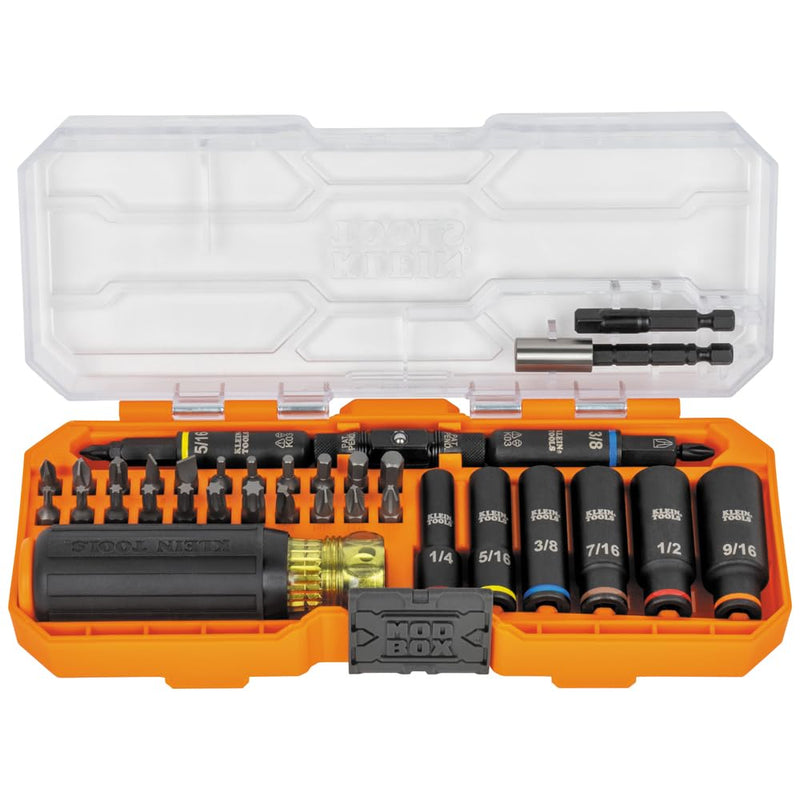 Klein Tools 32502HD KNECT Impact-Rated Screwdriver and Socket Set with MODbox Case, 41-Piece, 26 Bits, 6 Deep Well Sockets, Accessories, and Handle 41-Piece Set