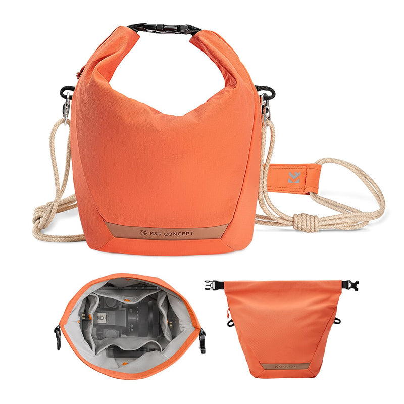 K&F CONCEPT Camera Sling Bag Small | Compact Camera Bag,Cute Soft Camera Pouch, Handbag, Urban Street Photography, BS05 04-Orange