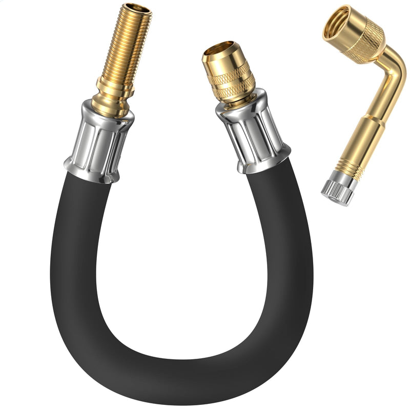 Tire Valve Extension, 8.25 Inch Flexible Tire Valve Extenders, 90 Degree Schrader Valve Adapter, Tire Valve Stem Extension, Universal Flexible Tire Valve for Cars Rv Truck Motorcycle Bike Scooter 1 PCS