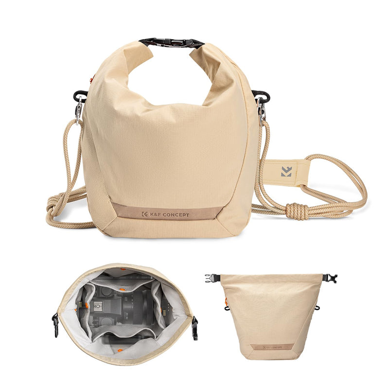 K&F CONCEPT Camera Sling Bag Small Compact Case | Cute Soft Camera Pouch, Handbag, for Urban Street Photography, BS05 02-Beige