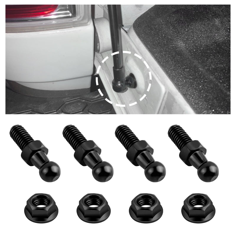 4PCS 10mm Ball Stud with Hardware Nuts,Carbon Steel Gas Spring Strut Studs 5/16-18 Thread x 3/5" Long Shank for Gas Struts Lift Supports,Sturdy Car Accessories Gas Strut Mount Studs (Black) Black