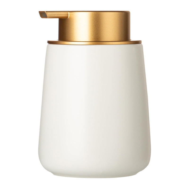 Enra Ceramic Soap Dispenser,12 oz Hand Lotion Dispenser with Gold Pump,Refillable Dish Soap Dispenser,Modern Liquid Soap Dispenser for Bathroom,Kitchen with Easy-to-Press Pump Liquid-white-gold Pump