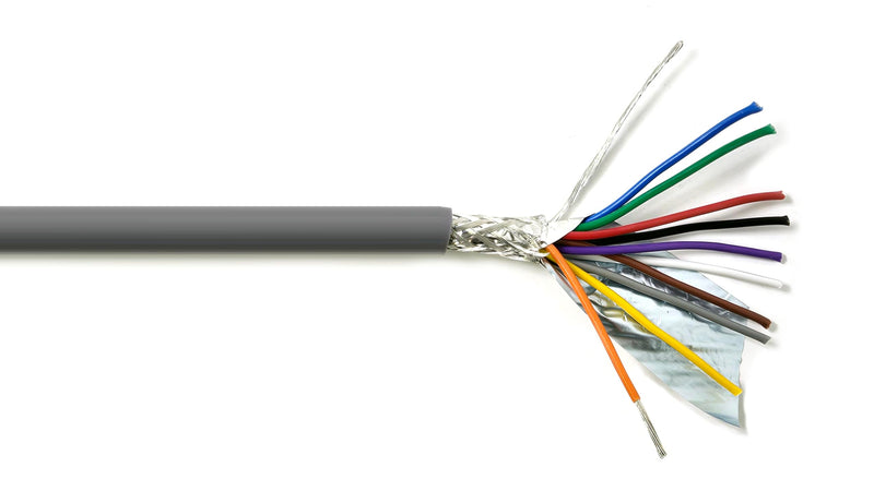 20AWG 10C AMESB Shielded Cable Wire (UL2464) - Flexible Str TC, PVC Ins, OS+Drain+TC BRD, PVC JKT for CNC Machine, Stepper Motor, VFD Spindle (Gray 25FT) 20AWG 10C