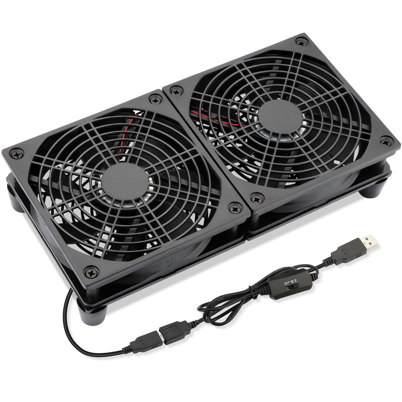 120mm x 2 USB Cooling Fan 5V DC Fan with Speed Control | 240mm Powered Router Fan Cooling for DVR Computer Receiver Xbox TV Box PlayStation Cabinet Modem 240mm USB 5v