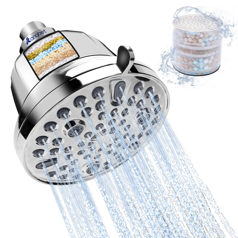Filtered Shower Head - Water Softener Shower Head - Shower Filter for Hard Water Remove | Reduces Impurities Chlorine and Harmful Substances - Chrome 5.5 Inch-2.5GPM