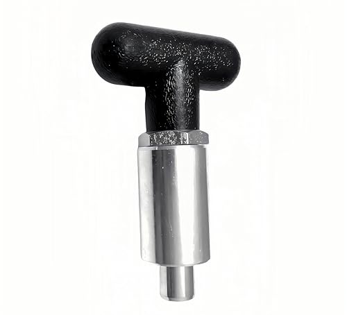T knob Spring Loaded Pop Pin Spring Loaded Zinc Plated Steel Plunger POP Pull Pin Tire Carrier Pin , Black Plastic T-Handle Knob Round Nut W/Grub Screw Lock. (T-Handle, 3/8" Diameter)