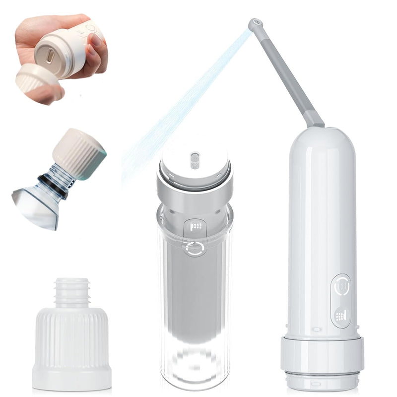 Portable Bidet for Travel Electric Bidet with USB-C Rechargeable Handheld Water Sprayer for Personal Hygiene and Postpartum Care with Universal Bottle Adapter (White) White