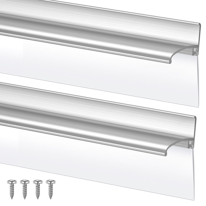 Hicarer 2 Pcs 30" Chrome Framed Shower Door Replacement Drip Rail with Vinyl Sweep, Shower Door Water Deflector with Bottom Seal, Applied Mounting Tape and Screws(Sliver) Silver 30''
