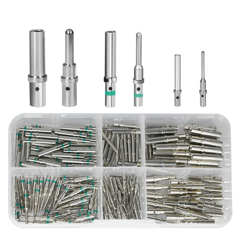 180PCS Deutsch Connector Pins and Sockets, Barrel Style Contact Pin Kit, Sizes 12/16/20 Male and Female Solid Terminals, Wire Gauge Range 12-22 AWG for Deutsch DTP, DT, DTM Series Connectors